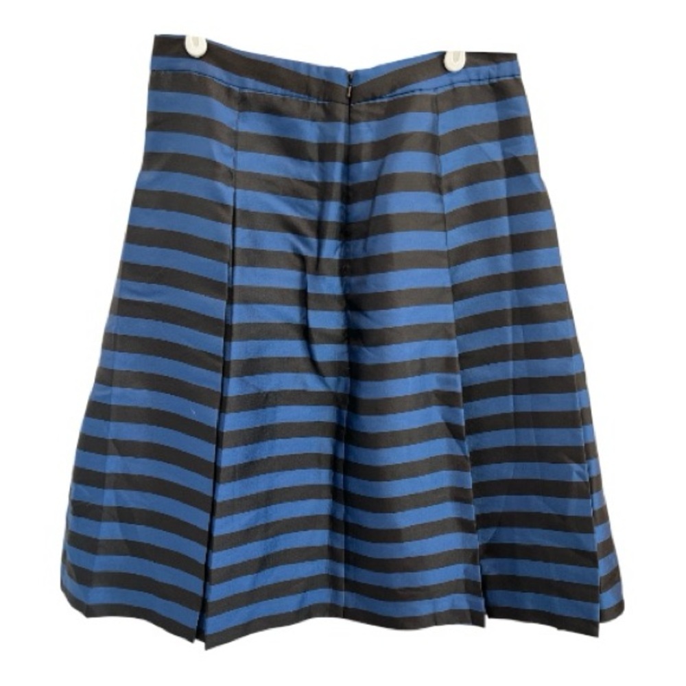 Halogen Black & Cobalt Blue Horizontal Stripe A-Line Midi Skirt Women’s Size 10 - Picture 2 of 5
